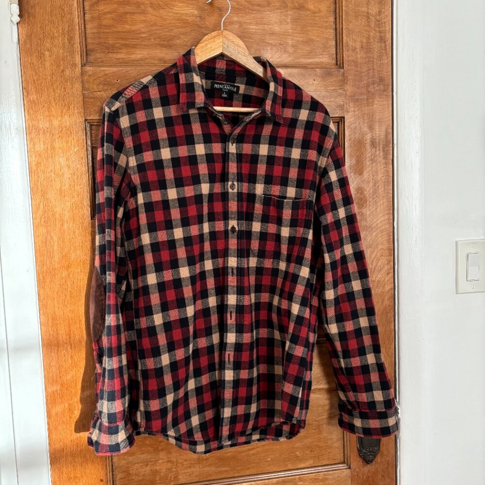 J.Crew Mercantile Flannel Shirt with Elbow Patches - Sz L